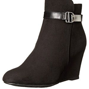 Black Super Suede Wedge Booties Chinese Laundry